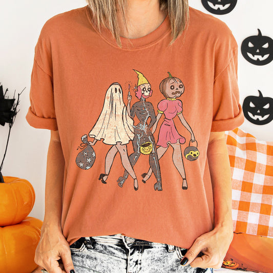 Trick Or Treating Ladies Funny Vintage Comfort Colors Tshirt
