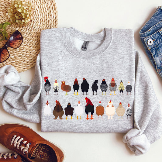 Chicken Breeds Farm Animal Lover Sweatshirt