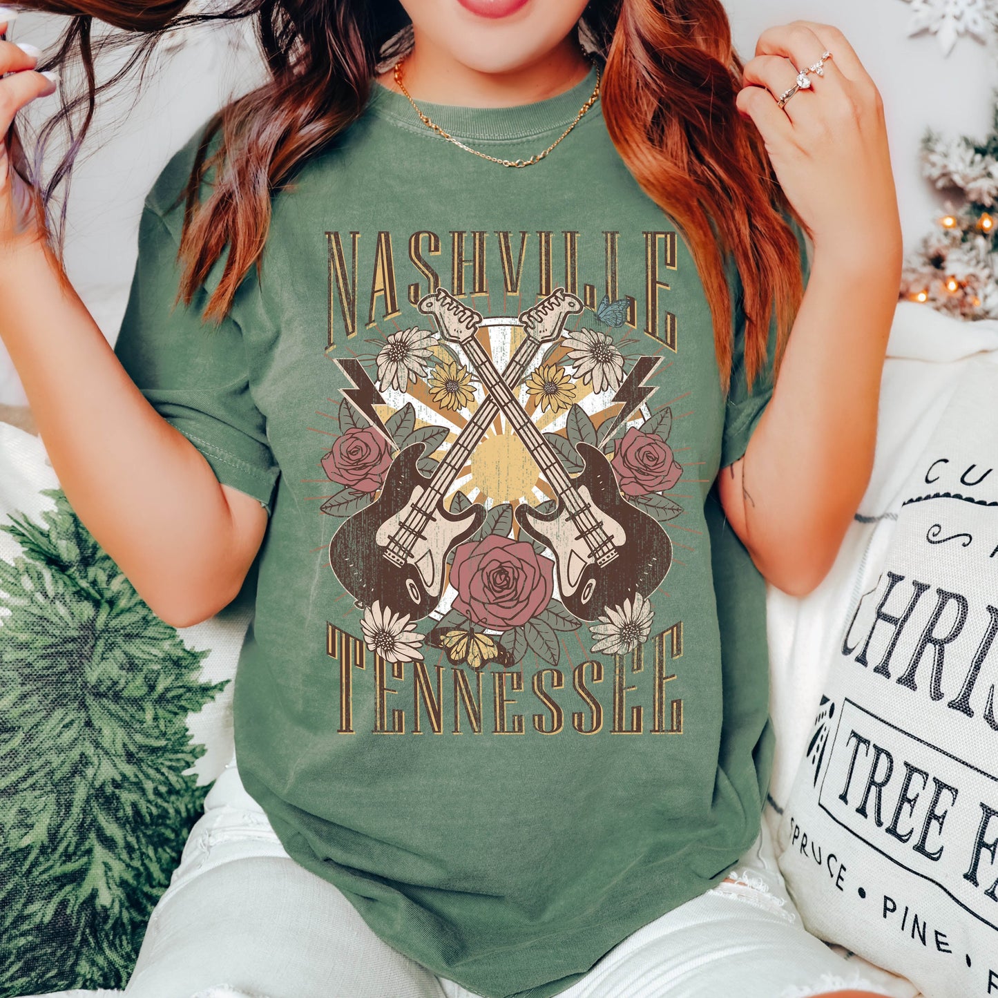 Nashville Tennessee Double Guitar Comfort Colors Tshirt