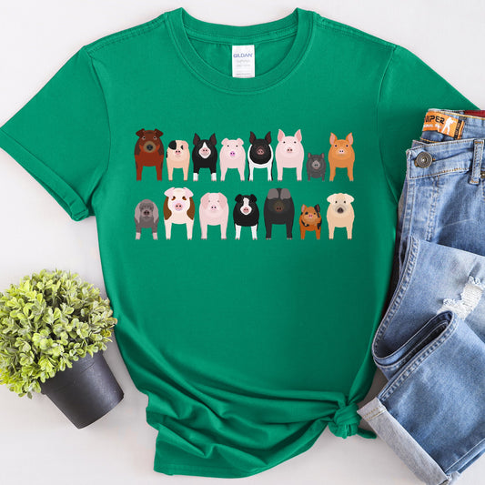 Pig Lovers Super Soft Tees, Farm Animal Shirts, Illustration, Breeds