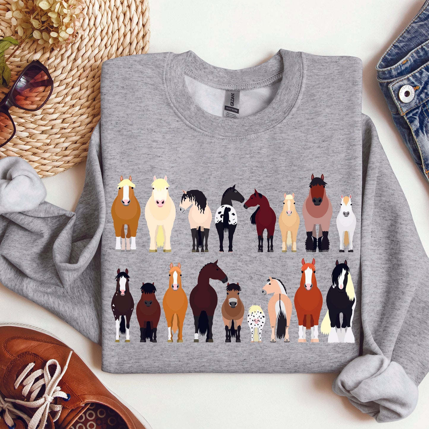 Horse Breeds Farm Animal Lover Sweatshirt