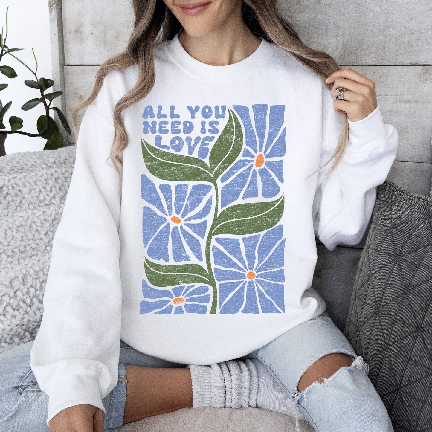 All You Need Is Love, Retro Flowers Sweatshirt