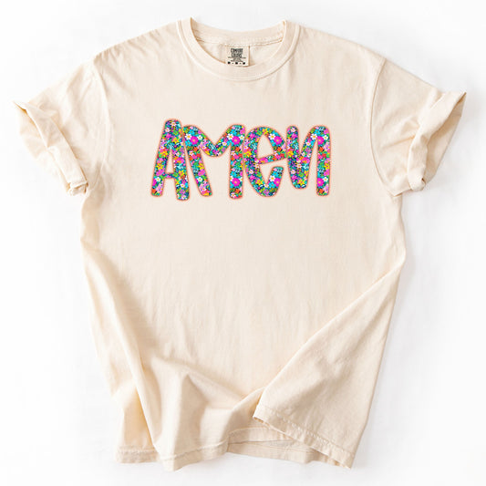 Amen, Christian, Gospel, Faith, Floral, Flowers, Bright, Colorful, Pastels Tshirt Comfort Colors T-Shirt