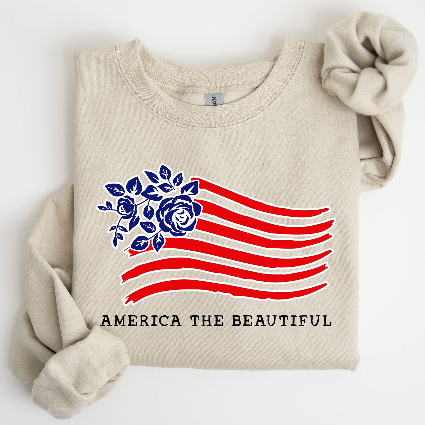America The Beautiful, Flower Flag, Patriotic Sweatshirt