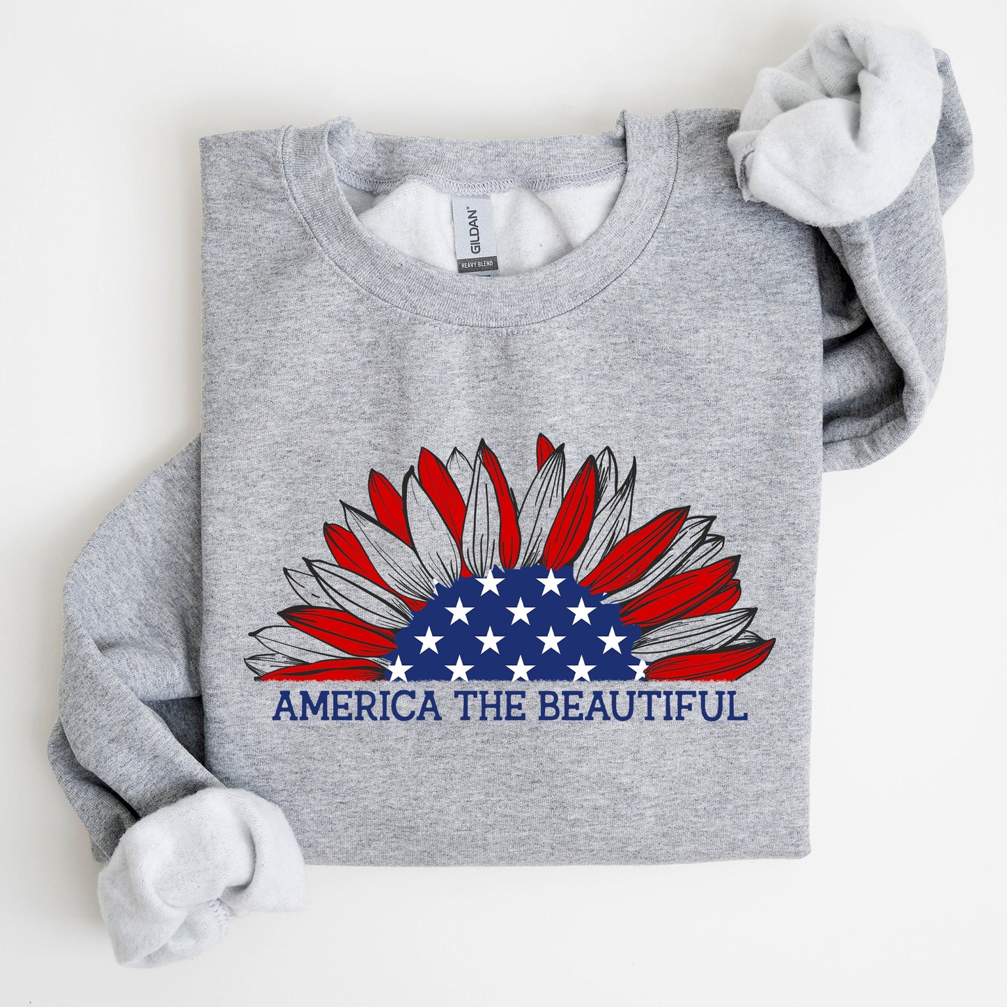 America The Beautiful, Sunflower, Red White Blue Sweatshirt