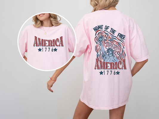 America, Home Of The Free, Statue of Liberty, USA, Patriotic, 1776, 4th Of July, Independence Day, Tshirt Comfort Colors T-Shirt