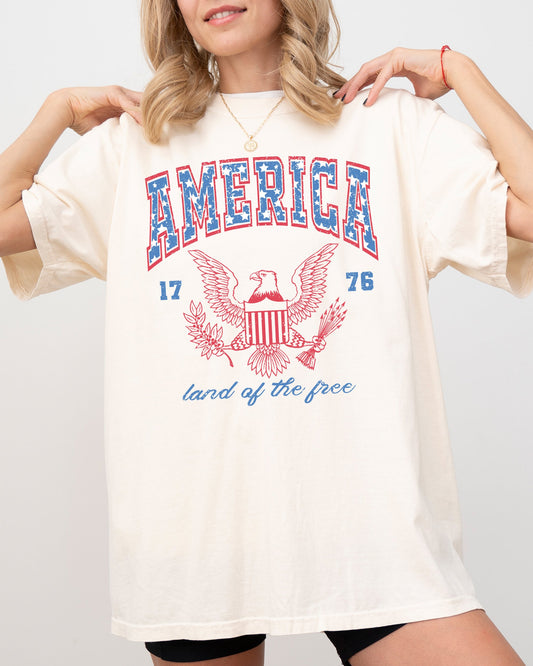America, Land Of The Free, Eagle, 1776, USA, Independence Day, 4th Of July, Stars Stripes, Patriotic Tshirt Comfort Colors T-Shirt