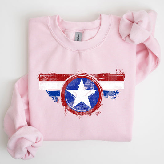 America, Super Hero, Flag, Patriotic, 4th of July Sweatshirt