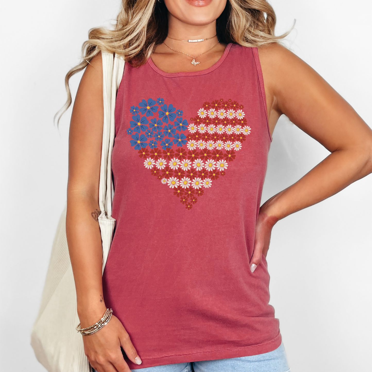 American Flag Heart, Fourth of July, America, Patriotic, USA Comfort Colors Tank Top