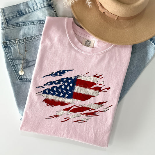 American Flag, Patriotic, 4th of July Comfort Colors Tshirt