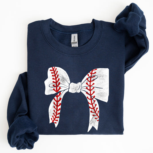 Baseball, Bow, Mom, Mother's Day Sweatshirt