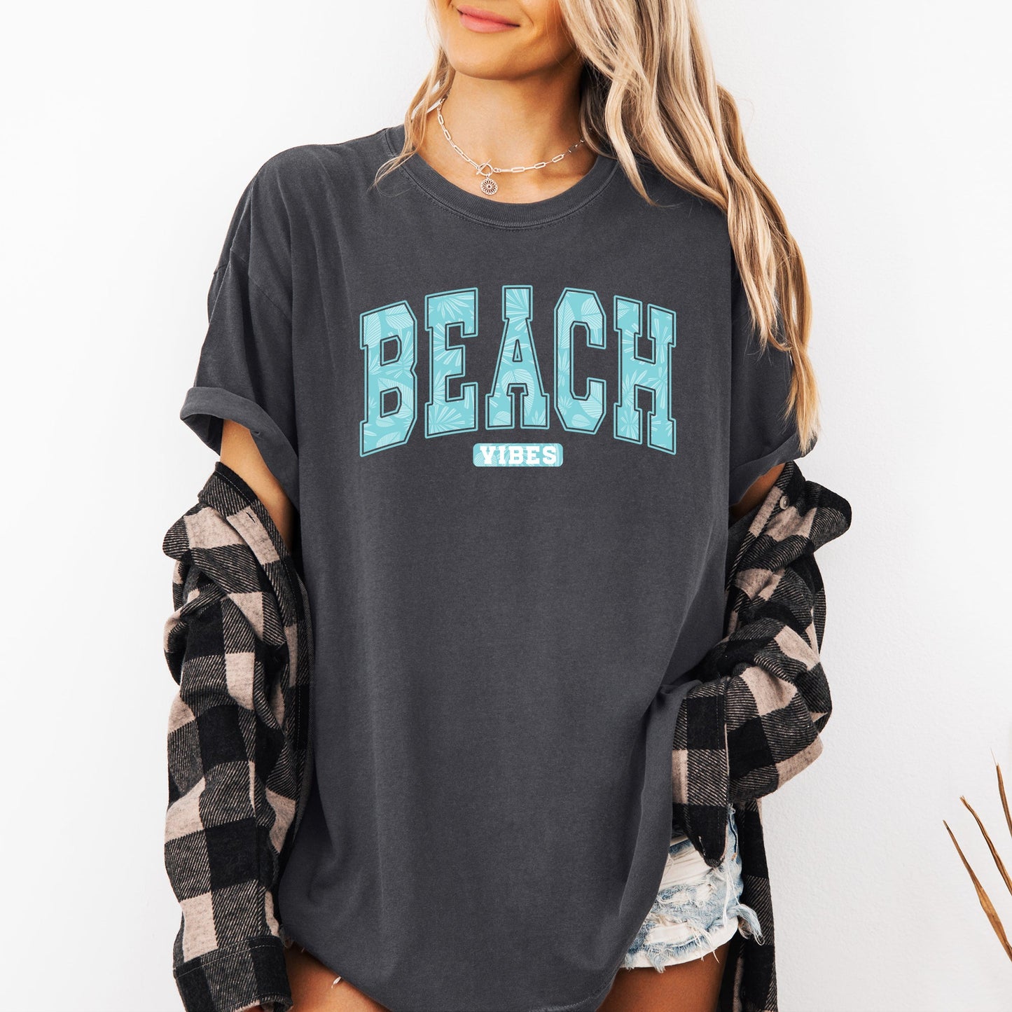 Beach Vibes, Varsity, Retro, Palm Trees, Summer Comfort Colors T-Shirt