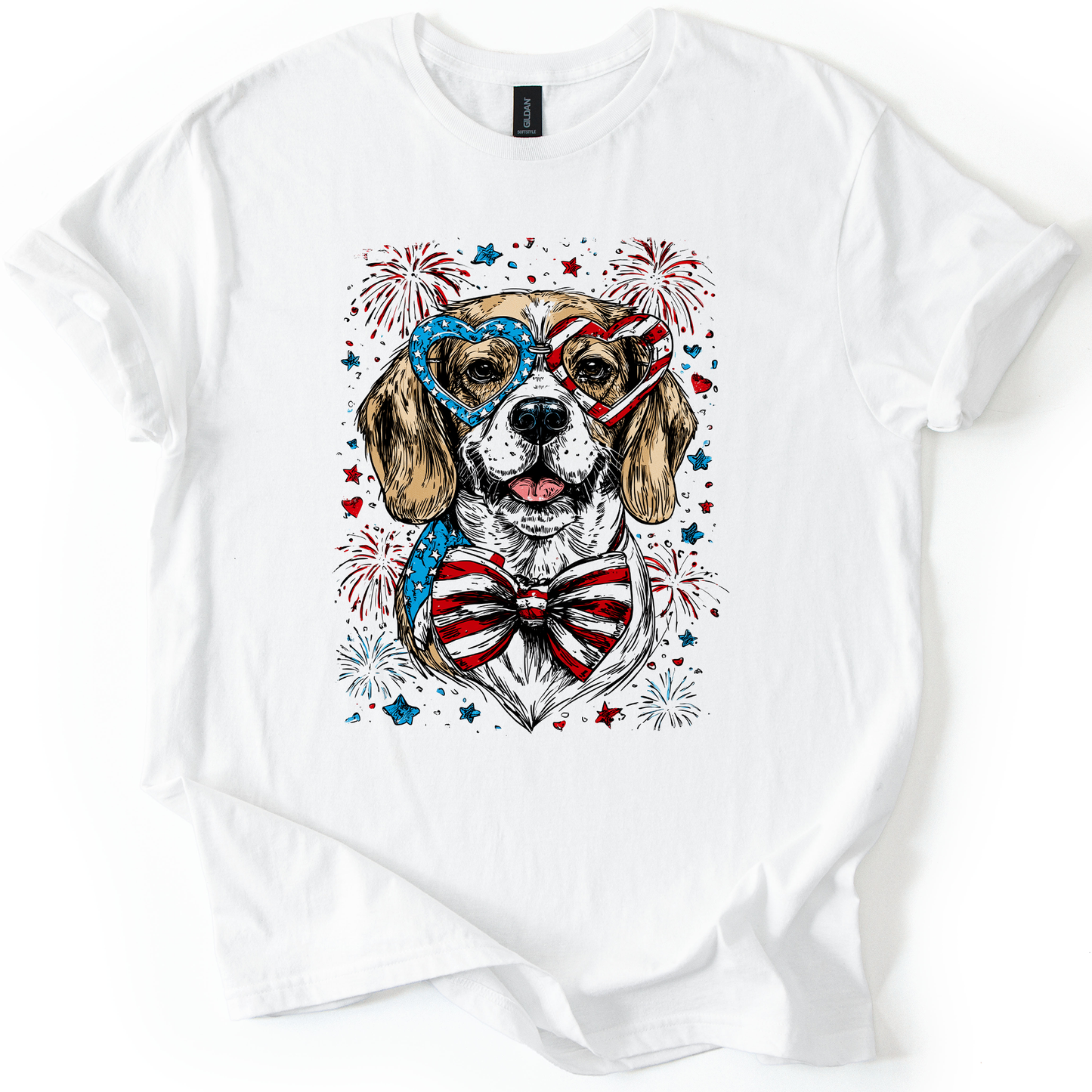 Beagle Patriotic Dog, USA, America, Pet Lover, 4th of July, Soft Style T-Shirt