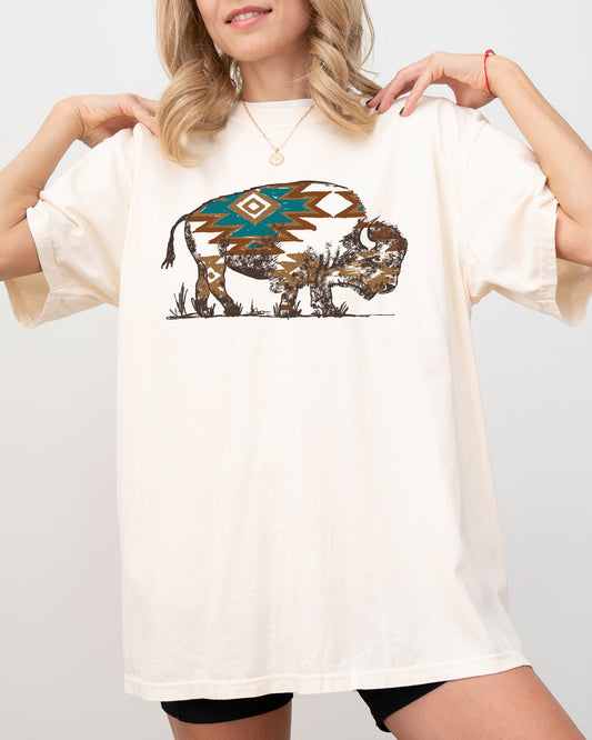 Bison, Buffalo, Western, Cowboy, Nature, Tribal Print Shirt Comfort Colors T-Shirt