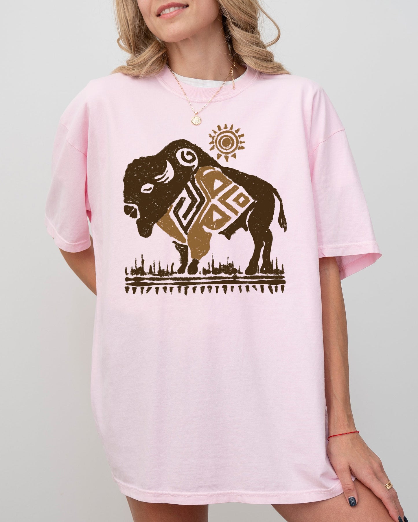 Bison, Western, Buffalo, Sun, Cowboy, Nature, Tribal Print Shirt Comfort Colors T-Shirt