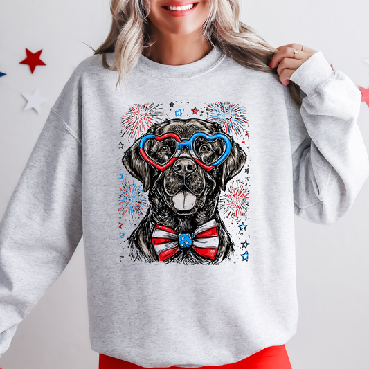 Black Labrador, Lab Patriotic Dog, USA, America, Pet Lover, 4th of July Sweatshirt
