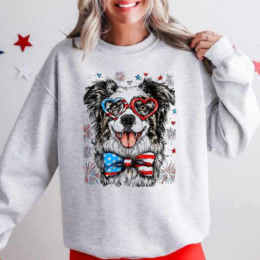 Border Collie Patriotic Dog, USA, America, Pet Lover, 4th of July Sweatshirt