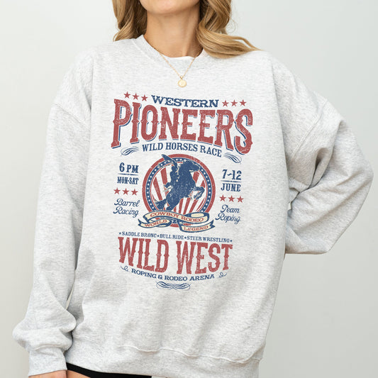 Bronco Riding, Wild Horse Race, Cowboy, Cowgirl Sweatshirt