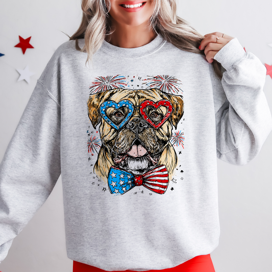 Bull Mastiff Patriotic Dog, USA, America, Pet Lover, 4th of July Sweatshirt