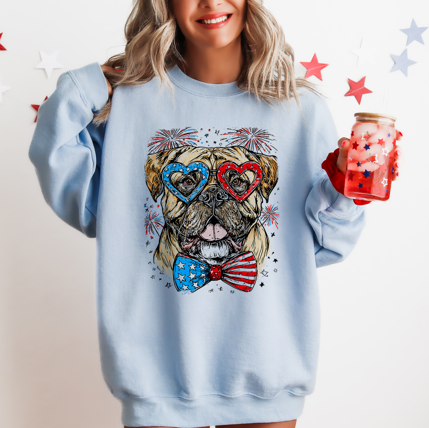 Bull Mastiff Patriotic Dog, USA, America, Pet Lover, 4th of July Sweatshirt