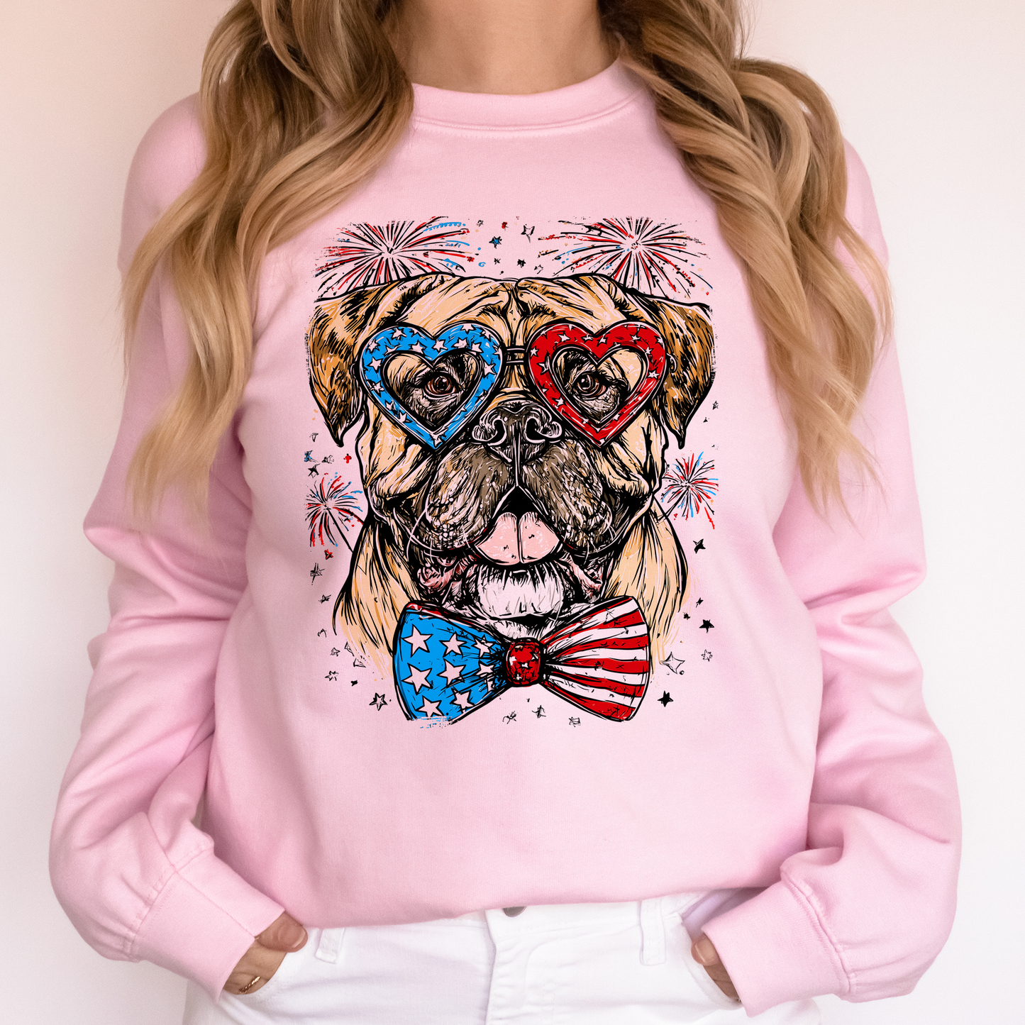 Bull Mastiff Patriotic Dog, USA, America, Pet Lover, 4th of July Sweatshirt