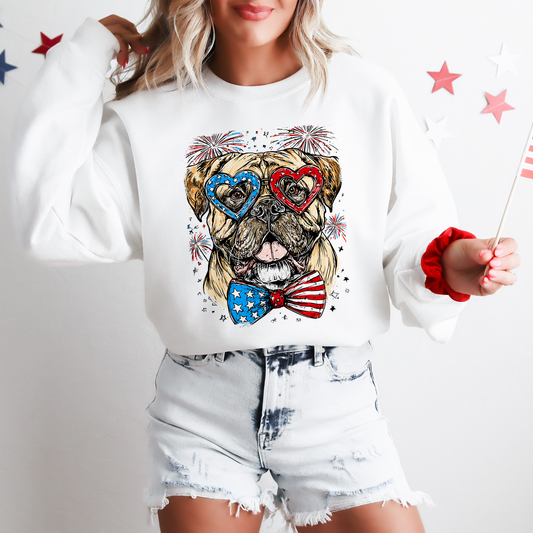 Bull Mastiff Patriotic Dog, USA, America, Pet Lover, 4th of July Sweatshirt