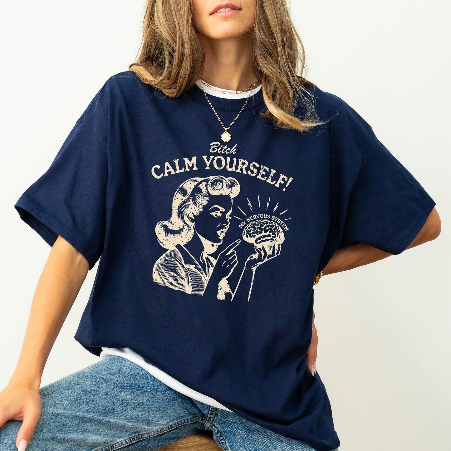Calm Yourself, Stress, Retro, Vintage, Meme, Aesthetic, Funny, Comfort Colors Tshirt