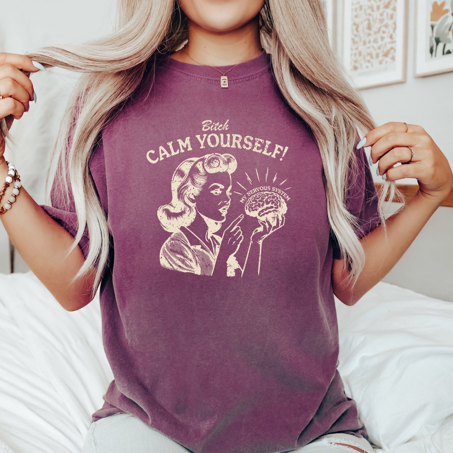 Calm Yourself, Stress, Retro, Vintage, Meme, Aesthetic, Funny, Comfort Colors Tshirt