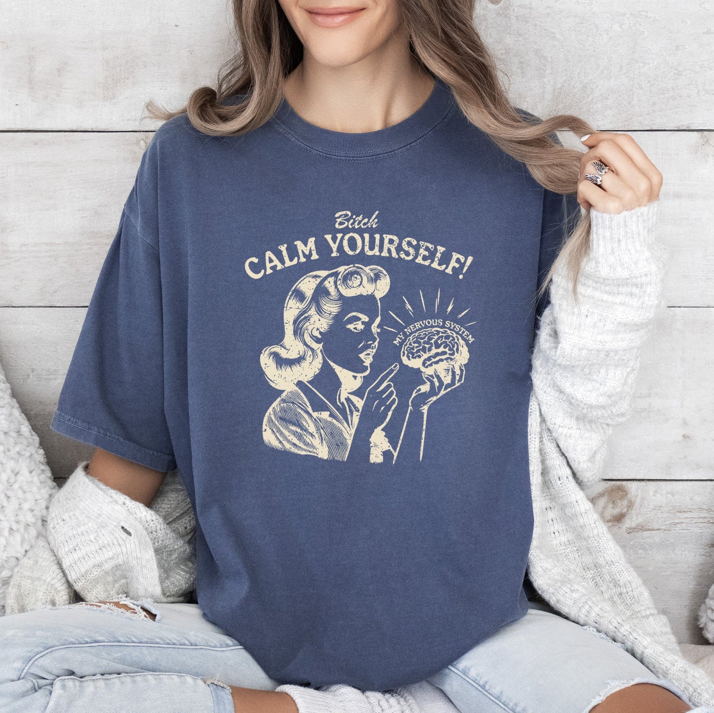 Calm Yourself, Stress, Retro, Vintage, Meme, Aesthetic, Funny, Comfort Colors Tshirt