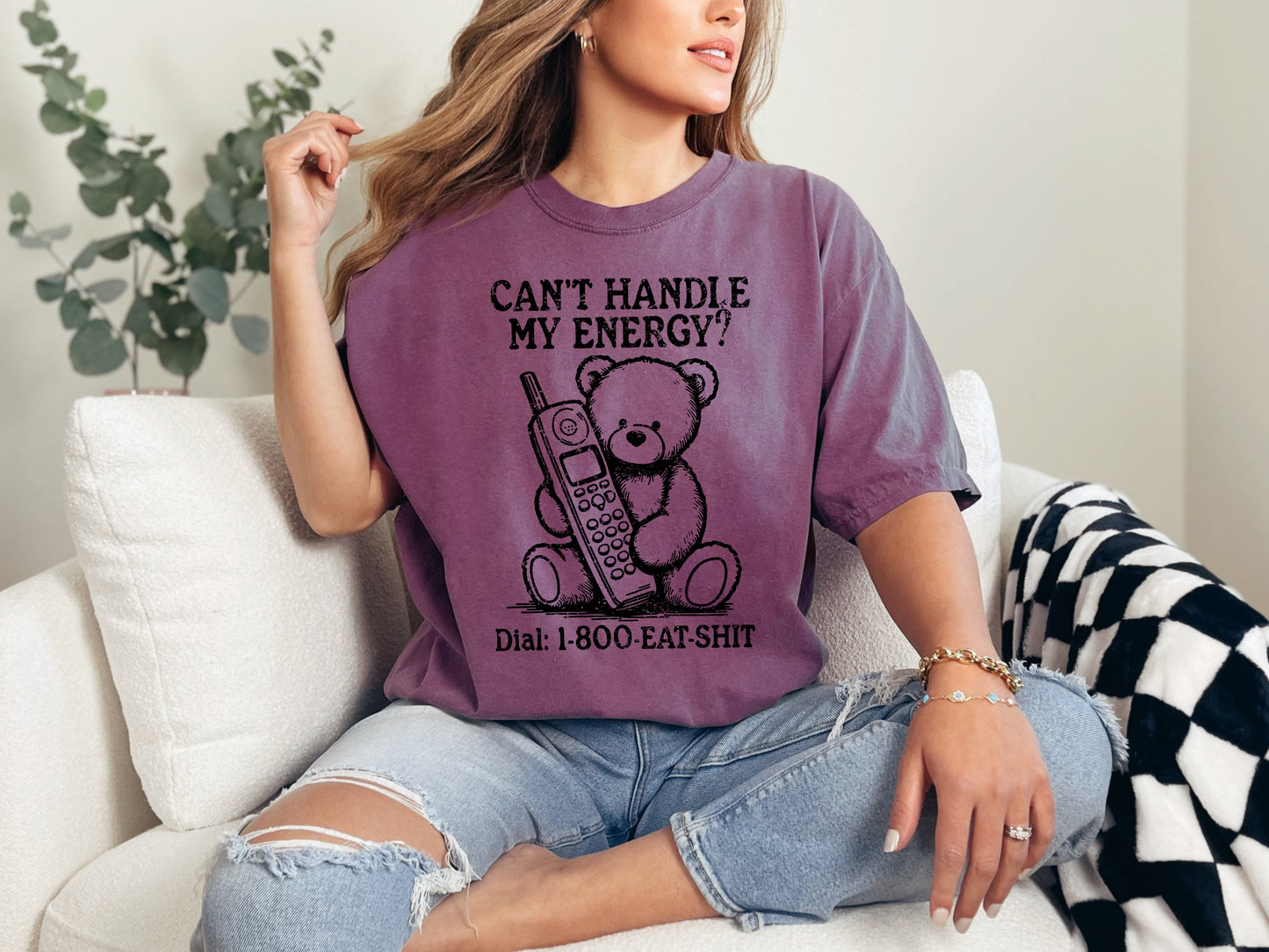 Can't Handle My Energy, Sassy, Teddy Bear, Funny, Aesthetic, Meme, Tshirt Comfort Colors T-Shirt