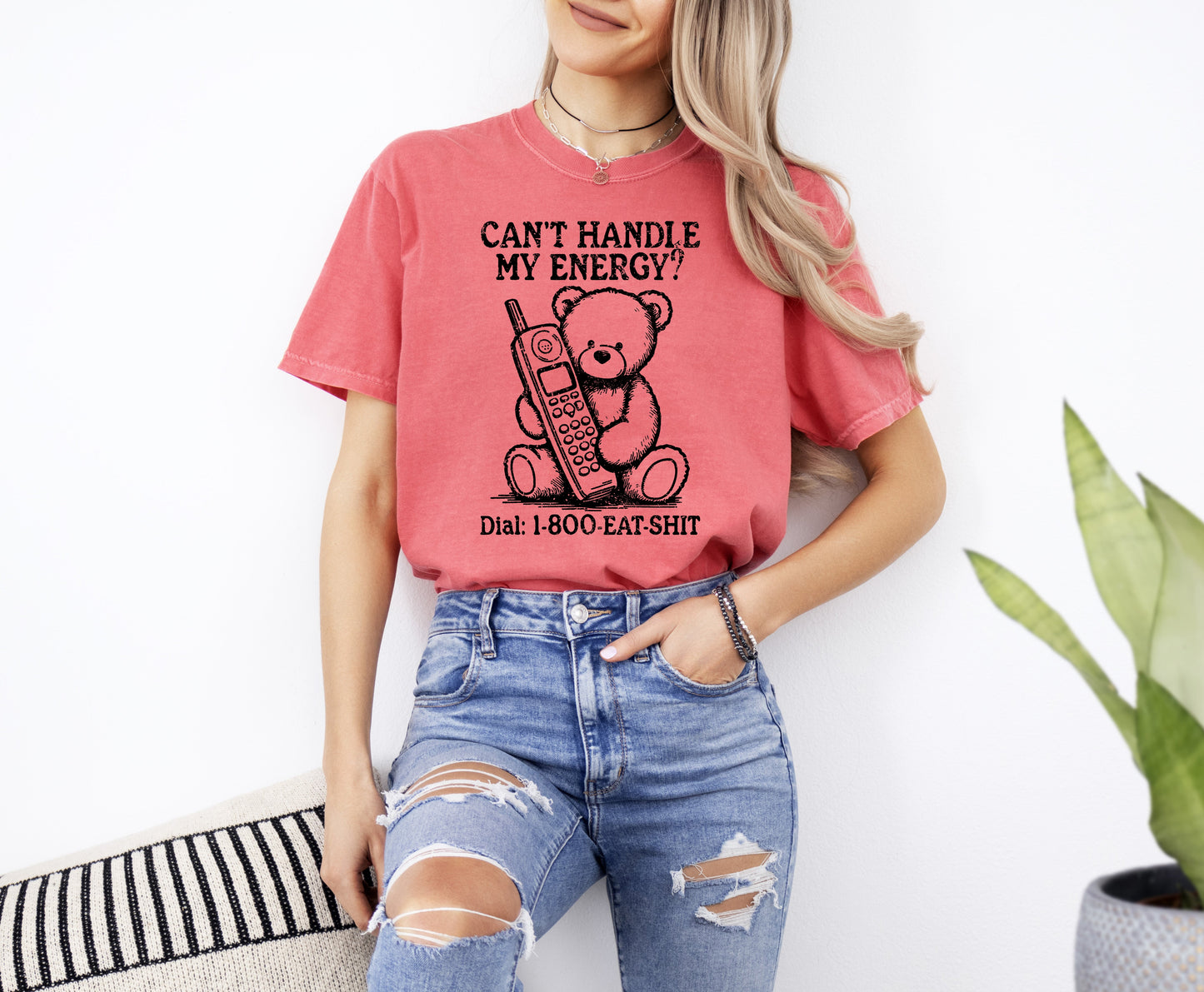 Can't Handle My Energy, Sassy, Teddy Bear, Funny, Aesthetic, Meme, Tshirt Comfort Colors T-Shirt