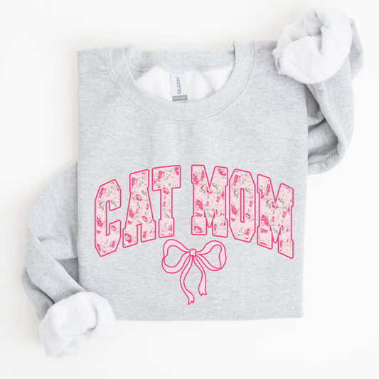 Cat Mom, Coquette, Pink Bows, Trend, Girly, Soft Girl Era Sweatshirt
