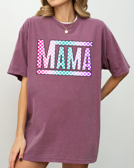 Checkered Mama, Colorful, Retro, Vintage, Mother Shirt Comfort Colors T-Shirt