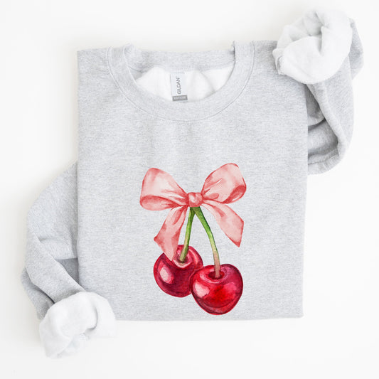 Cherries, Pink Bows, Coquette, Girly, Soft Girl Era Sweatshirt
