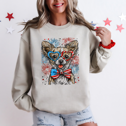 Chihuahua Patriotic Dog, USA, America, Pet Lover, 4th of July Sweatshirt