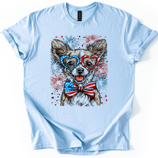Chihuahua Patriotic Dog, USA, America, Pet Lover, 4th of July, Soft Style T-Shirt