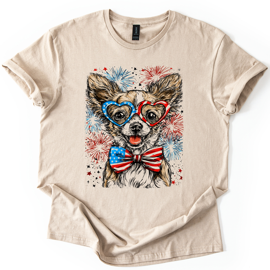 Chihuahua Patriotic Dog, USA, America, Pet Lover, 4th of July, Soft Style T-Shirt