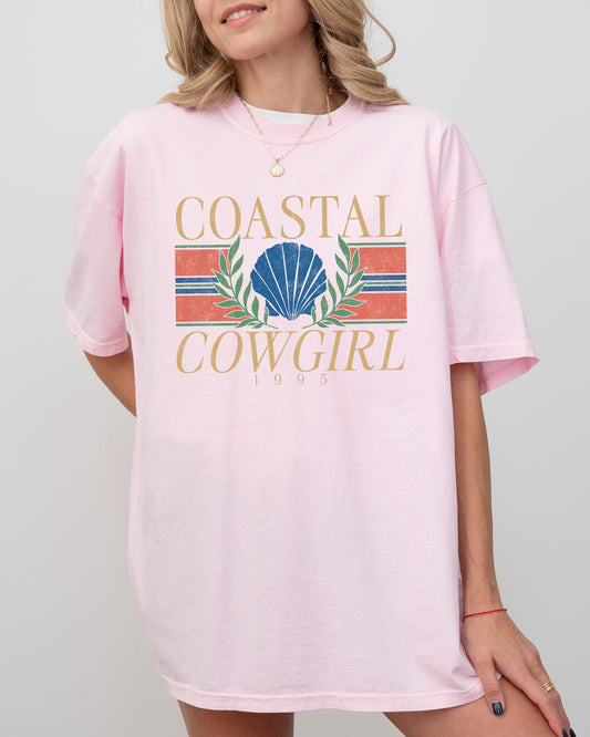 Coastal Cowgirl, Vintage Design, Summer, Beach, Vacation, Holiday, Ocean, Sea Shell Shirt Comfort Colors T-Shirt