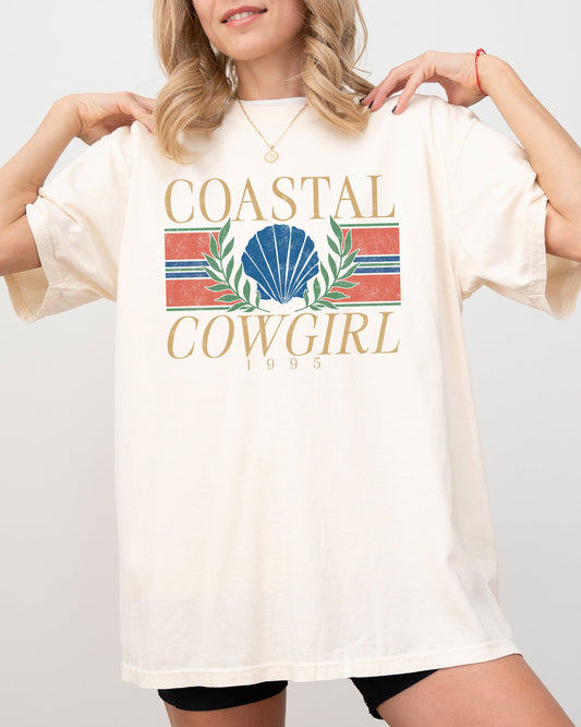 Coastal Cowgirl, Vintage Design, Summer, Beach, Vacation, Holiday, Ocean, Sea Shell Shirt Comfort Colors T-Shirt
