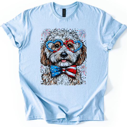 Cockapoo Patriotic Dog, USA, America, Pet Lover, 4th of July, Soft Style T-Shirt