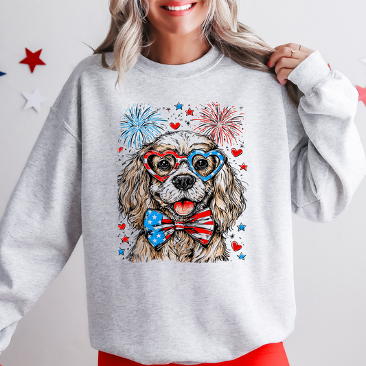 Cocker Spaniel Patriotic Dog, USA, America, Pet Lover, 4th of July Sweatshirt