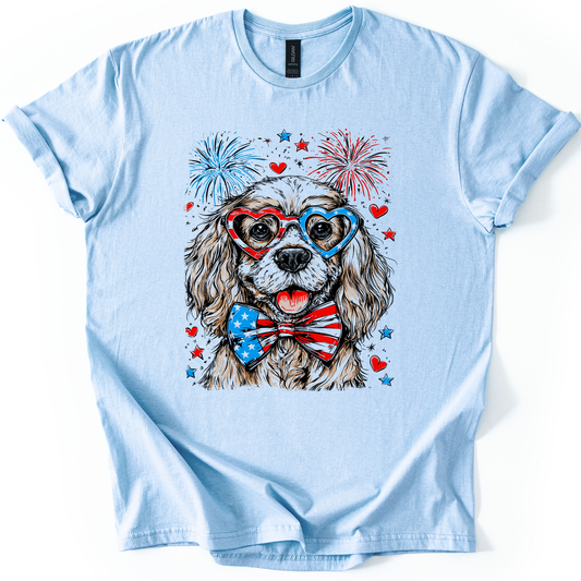 Cocker Spaniel Patriotic Dog, USA, America, Pet Lover, 4th of July, Soft Style T-Shirt