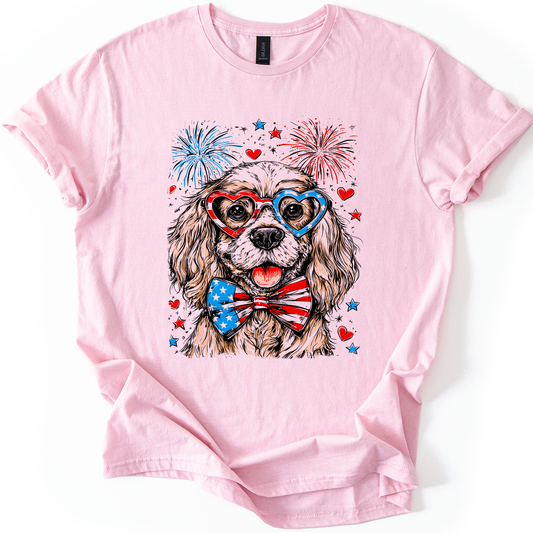 Cocker Spaniel Patriotic Dog, USA, America, Pet Lover, 4th of July, Soft Style T-Shirt