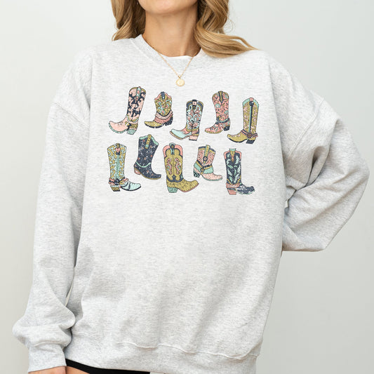 Colorful Cowboy Boots, Western, Cowgirl, Country Sweatshirt