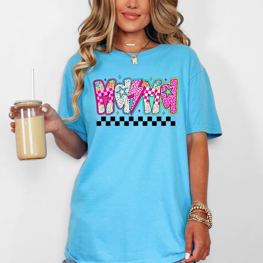 Colorful Mama, Bright, Checkered, Retro Comfort Colors T-Shirt