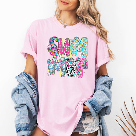 Colorful Summer, Retro, Floral, Comfort Colors T-Shirt