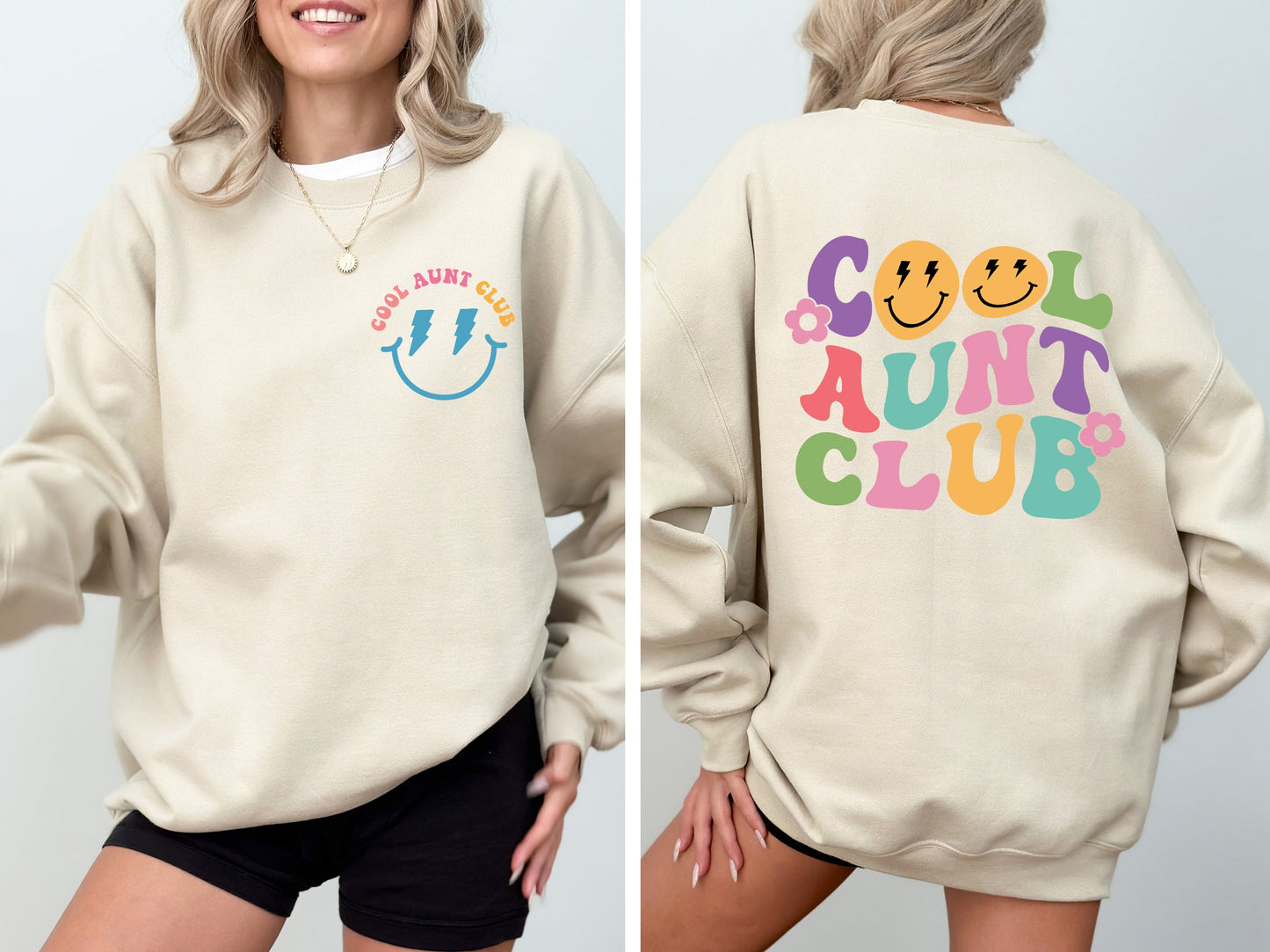 Cool Aunt Club Front And Back Print Sweatshirt