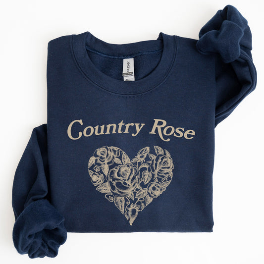 Country Rose, Heart, Cowgirl, Cowboy, Western, Sweatshirt