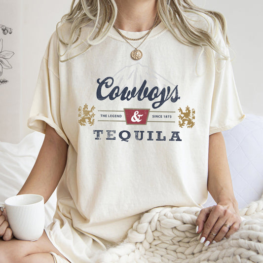 Cowboys and Tequila, Retro, Beer, Vintage, Cowboy, Tshirt Comfort Colors T-Shirt