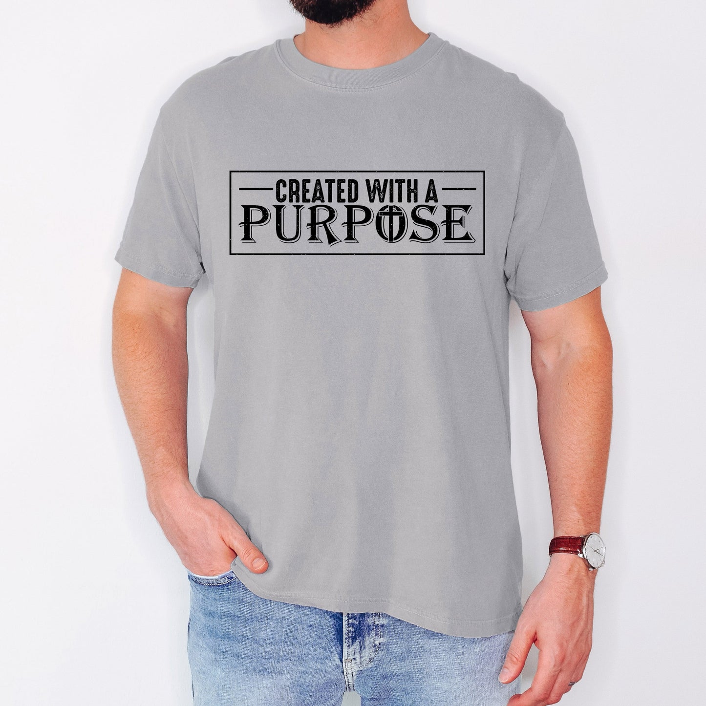 Created With A Purpose, Faith, Christian, Jesus, Gospel, Religious Tshirt Comfort Colors T-Shirt